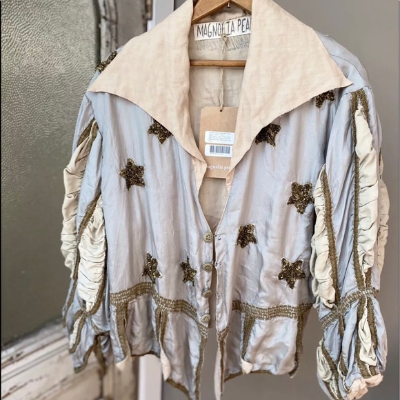 SOLD ‼️ Magnolia Pearl Silk Monique Jacket Moon dust NWT. - Picture 1 of 12